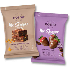 Noshu Maltitol-Free Caramel and Milk Chocolate Combo Pack