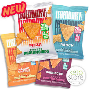 Legendary Popped Protein Chips - 4 pack BBQ, Nacho Cheese, Ranch, Pizza