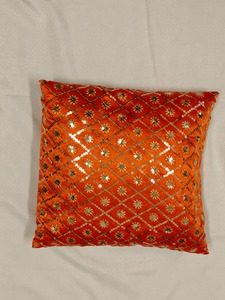 Hireage: Saffron Spark Floral Grid Cushion