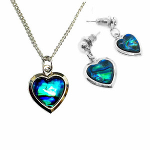 BBJ1219S Paua Pendant and Earring Set Silvertone Boxed
