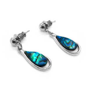 BBJ1237E Paua Earrings Silvertone Boxed