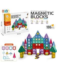 STEM Magnetic Building Blocks for Kids – 196 pcs
