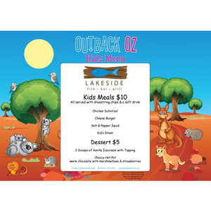 Products: A3 Outback Kids Menu Paper Placemats (360 placemats) - Kids Packs Australia