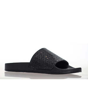Alfie Evie: Alfie & Evie Billie Black Diamante Slide - Slight Arch Support
