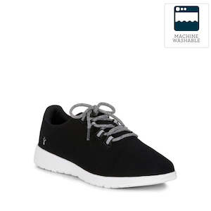 Emu Kids: Emu Barkly Black Wool Fabric Sneaker Lace Up
