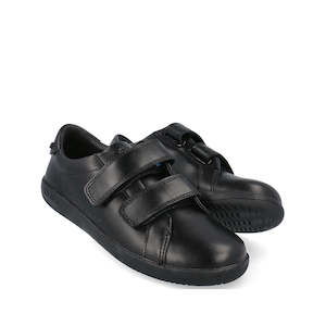 School: Bobux Kid+ Bound Black Leather School Sneaker Shoe
