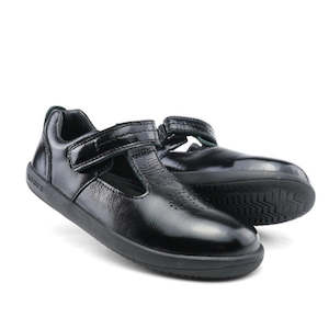 Mary Janes: Bobux Kid+ Black School Patent Leather Shoe Brave T-Bar