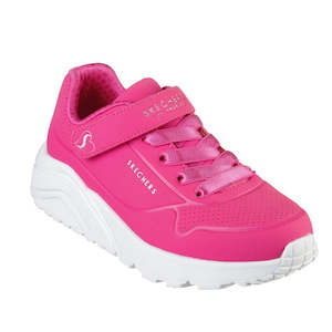 Mens: Skechers Kids Uno Lite Hot Pink Hook & Loop Trainer