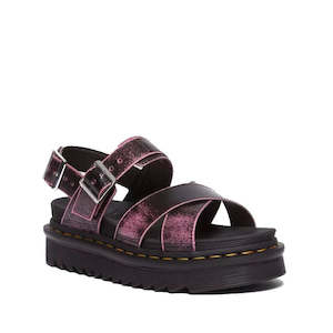 Sandals Jandals: Dr Martens - Voss II Cross Strap Sandal Black Fondant Pink Rub Off