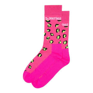 Socks: Dr Martens Bright Pink Leopard Low Socks