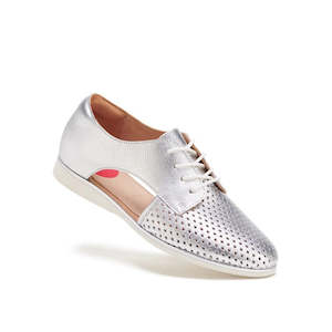 Womens: Rollie Womens Sidecut Punch Silver Metallic Leather Shoe