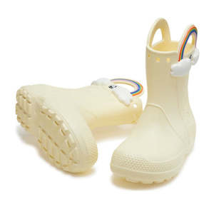 Boots Girls And Boys: Crocs Kids - Handle It Rainbow Rain Boot Buttercream Yellow - Gumboots