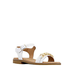 Clarks: Clarks Girls Amy White Leather Sandal Special Occasion
