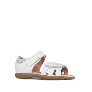 Clarks: Clarks - Saskia Toddlers White Leather Sandal D Narrow Width