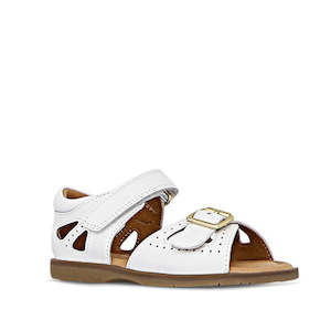 Clarks: Clarks - Carrie White Leather Girls Sandal