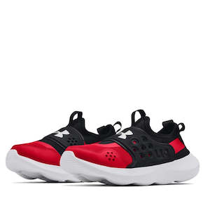 Under Armour: Under Armour BGS Runplay Slip On Trainer Black/Red Youths