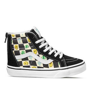 Vans 1: Vans - SK8 Hi Zip Melted Check - Youths Black Multi Boot NOT RETURNABLE