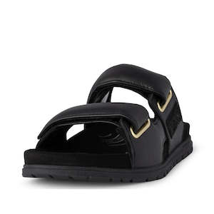 Woden: Woden Lisa Women's Leather 2 Strap Sandal Black