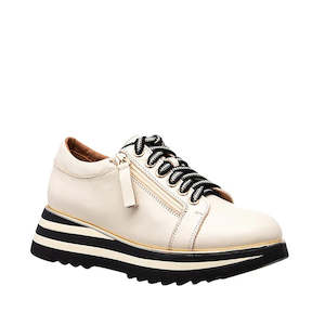 Alfie Evie: Alfie & Evie Hosting Womens Leather Shoe Platform Cream