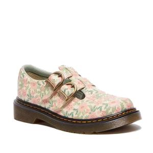 Mary Janes: Dr Martens Kids 8065 J Cloud Cream Floral T Mary Jane Leather Shoe