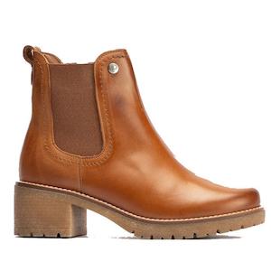 Kids Boots: Pitillos 20022 Tan Heeled Boot Zip and Elastic Spanish Style
