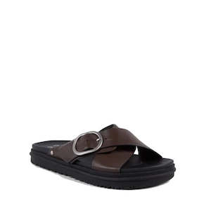 Emu Ebony Espresso Black Leather Slide Sandal