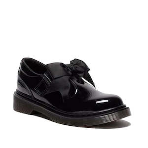 Mary Janes: Dr Martens kids - Polley II Bow T Bar Junior Black Patent