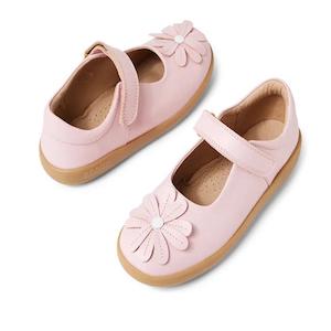 Mary Janes: Bobux Kid+ Pixie Girls Mary Jane Leather Parfait Pink 852504