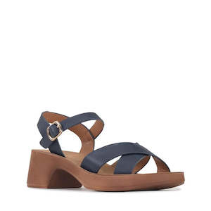 Wedges And Heels: Los Cabos Alegra Navy Wedge Platform Backstrap Sandal