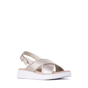 Wedges And Heels: Los Cabos Bogota Gold Womens Summer Sandal Bakc Strap