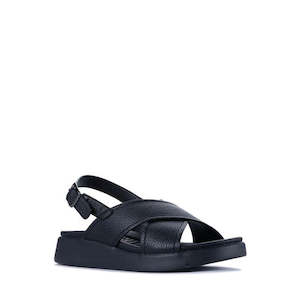 Wedges And Heels: Los Cabos Bogota Black Womens Summer Sandal Back Strap