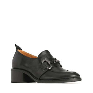Wedges And Heels: EOS Keily Black Leather Heeled Loafer
