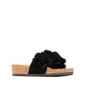 Womens: Los Cabos Corsage Black Flower Women's Slides