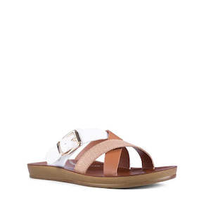 Womens: Los Cabos Brik White Brandy Raffia Women's Slide Sandal