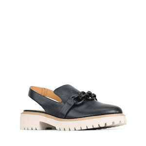 Flats: EOS Ani Black Leather Sling Back Shoe