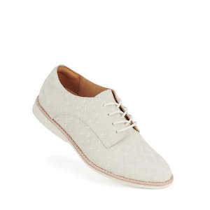 Flats: Rollie Womens Derby Bone Peacock Leather Shoe