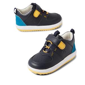 Boots Girls And Boys: Bobux Kid+ BackSpin Leather Mid Boot Sneaker 853002 Navy