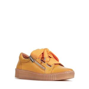 Eos: EOS Jovi Sunflower Yellow Leather Trainer Lace Up with Zip