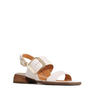 Eos: EOS Ikam Womens Bone Leather Low Heeled Sandal w/Back Strap