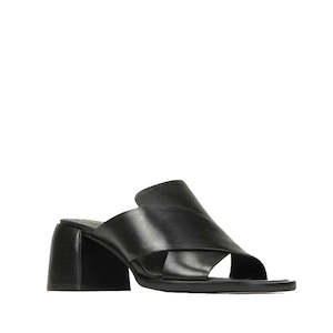 Eos: EOS Iso Black Leather Heeled Sandal