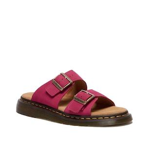 Dr Martens Sandals: Dr Martens Josef Slide Sandal Milled Nubuck Fuschia Hot Pink
