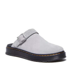 Dr Martens Sandals: Dr Martens - Brookline Suede Mule Clog Sandal Mist Grey