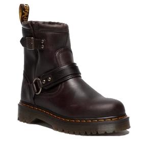 Kids Boots: Dr Martens Anistone Harness Bex Crazy Dark Brown Horse Biker Boots
