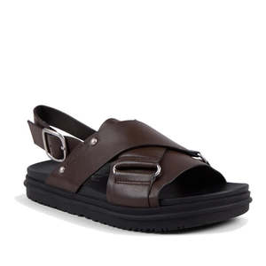 Emu Womens: Emu Faye Espresso Brown Leather Sandal w/Back Strap