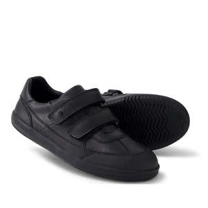 School: Bobux Kid+ Black School Leather Shoe Traverse Trainer