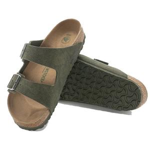 Sandals Jandals: Birkenstock Arizona Birki Vegan Synthetic Desert Dust Thyme Green Regular Width