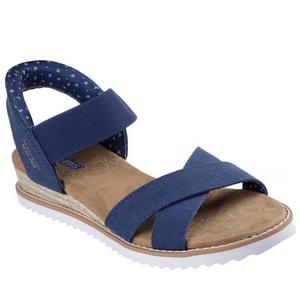 Wedges And Heels: Skechers Womens Bobs Desert Kiss Golden Lily Navy SLIP IN