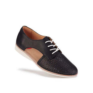 Womens: Rollie Womens Sidecut Punch Black Leather Shoe