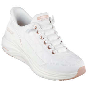 Skechers Womens Slip In Contour Foam Golden Hour Cozy Fit White Rose Gold