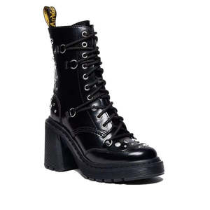 Kids Boots: Dr Martens Chesney Hardware Flare Heeled Boot Black